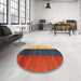 Round Machine Washable Contemporary Fire Brick Red Rug in a Office, wshcon340