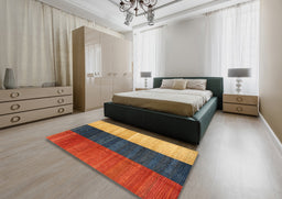 Contemporary Fire Brick Red Modern Rug in a Bedroom, con340