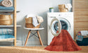 Machine Washable Contemporary Orange Red Rug in a Washing Machine, wshcon341