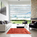 Square Machine Washable Contemporary Orange Red Rug in a Living Room, wshcon341