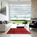 Square Contemporary Red Modern Rug in a Living Room, con342