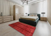 Machine Washable Contemporary Fire Red Rug in a Bedroom, wshcon342