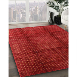 Contemporary Red Modern Rug in Family Room, con342
