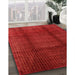 Contemporary Red Modern Rug in Family Room, con342