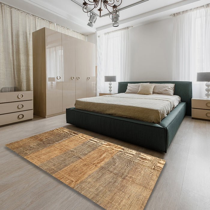 Machine Washable Contemporary Sandy Brown Rug in a Bedroom, wshcon343