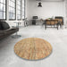 Round Contemporary Red Modern Rug in a Office, con344