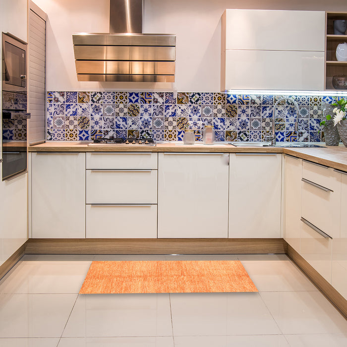 Contemporary Orange Modern Rug in a Kitchen, con345