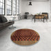 Round Contemporary Saffron Red Modern Rug in a Office, con347