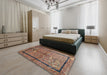 Contemporary Brown Red Modern Rug in a Bedroom, con349