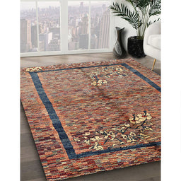 Machine Washable Contemporary Brown Red Rug in a Family Room, wshcon349