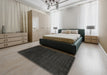 Contemporary Charcoal Black Modern Rug in a Bedroom, con34