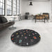 Round Contemporary Carbon Gray Modern Rug in a Office, con350