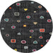 Square Machine Washable Contemporary Carbon Gray Rug, wshcon350