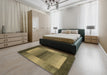 Contemporary Caramel Brown Modern Rug in a Bedroom, con351