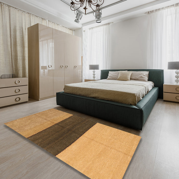 Contemporary Orange Modern Rug in a Bedroom, con352