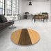 Round Contemporary Orange Modern Rug in a Office, con352