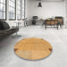 Round Machine Washable Contemporary Orange Rug in a Office, wshcon353