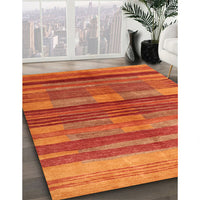 Contemporary Neon Red Modern Rug, con354