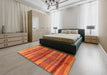 Contemporary Neon Red Modern Rug in a Bedroom, con354