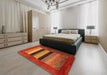 Machine Washable Contemporary Orange Rug in a Bedroom, wshcon355