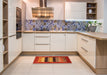 Contemporary Orange Modern Rug in a Kitchen, con355