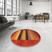 Round Contemporary Orange Modern Rug in a Office, con355