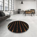 Round Contemporary Bakers Brown Modern Rug in a Office, con356