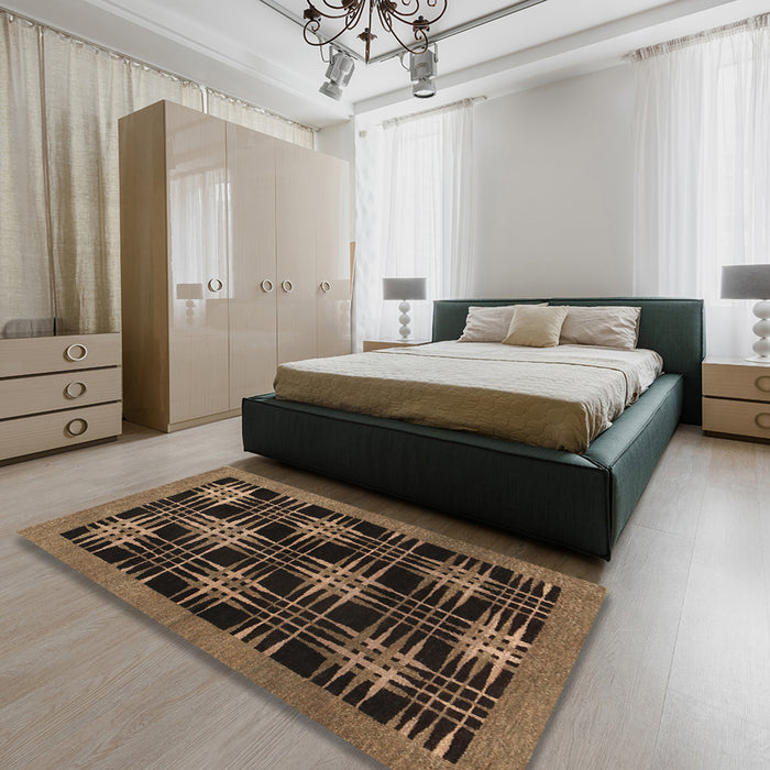 Contemporary Mid Gray Modern Rug in a Bedroom, con359