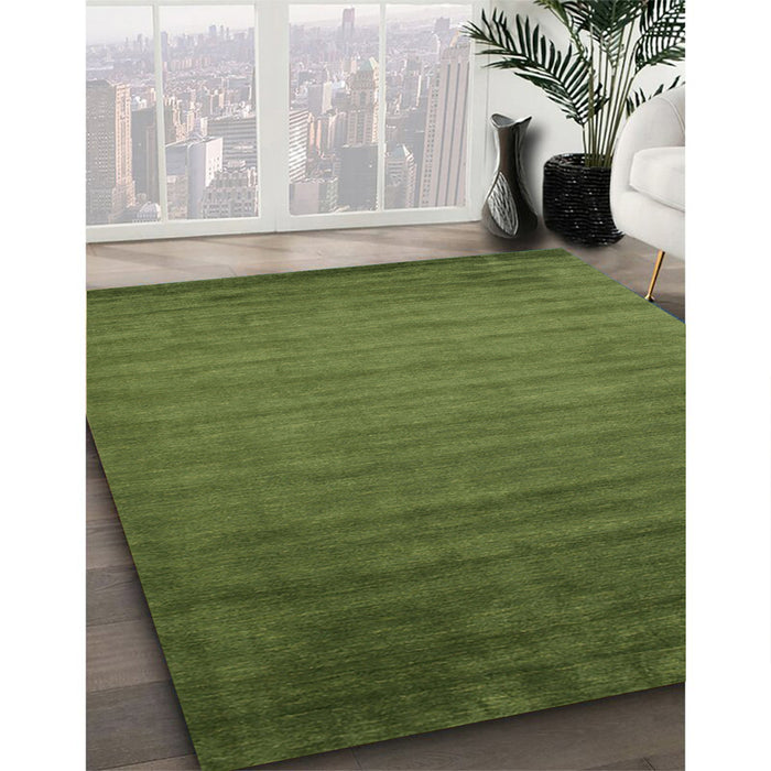 Contemporary Seaweed Green Modern Rug in Family Room, con35