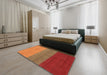 Contemporary Neon Red Modern Rug in a Bedroom, con362