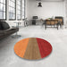 Round Machine Washable Contemporary Neon Red Rug in a Office, wshcon362