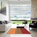 Square Contemporary Neon Red Modern Rug in a Living Room, con362