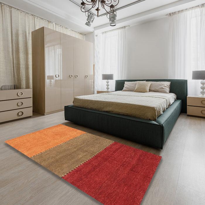Machine Washable Contemporary Neon Red Rug in a Bedroom, wshcon362