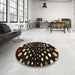 Round Contemporary Mid Gray Modern Rug in a Office, con363