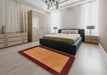 Contemporary Dark Orange Modern Rug in a Bedroom, con364