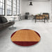 Round Machine Washable Contemporary Dark Orange Rug in a Office, wshcon364