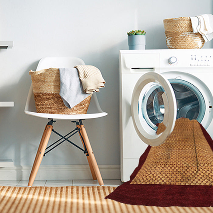 Machine Washable Contemporary Dark Orange Rug in a Washing Machine, wshcon364