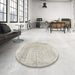 Round Contemporary White Gold Modern Rug in a Office, con367