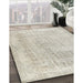 Contemporary White Gold Modern Rug in Family Room, con367