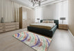 Machine Washable Contemporary Grey Gray Rug in a Bedroom, wshcon368