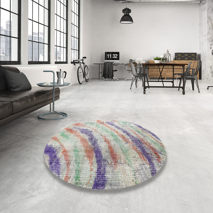 Round Contemporary Gray Modern Rug in a Office, con368