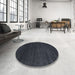 Round Machine Washable Contemporary Gunmetal Green Rug in a Office, wshcon36