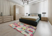 Contemporary Sage Green Patchwork Rug in a Bedroom, con370