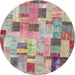 Sideview of Contemporary Sage Green Patchwork Rug, con370