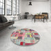 Round Machine Washable Contemporary Sage Green Rug in a Office, wshcon370