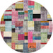 Sideview of Contemporary Raspberry Purple Patchwork Rug, con371