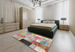 Contemporary Rust Pink Patchwork Rug in a Bedroom, con373