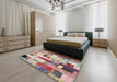 Machine Washable Contemporary Cherry Red Rug in a Bedroom, wshcon375