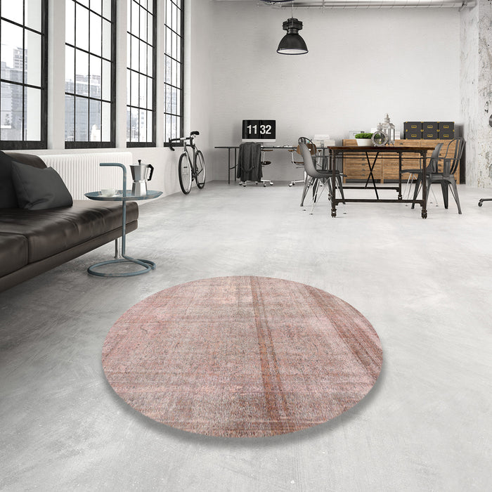 Round Contemporary Light Copper Gold Modern Rug in a Office, con376