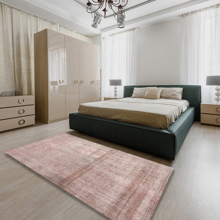 Machine Washable Contemporary Light Copper Gold Rug in a Bedroom, wshcon376
